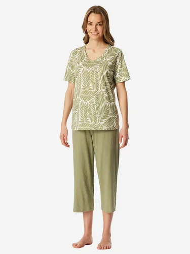 Schiesser Damen Schlafanzug kurz Set mit 3/4 Hose - Komfortabler Schiesser Damen Schlafanzug mit 3/4 Hose und kurzem Oberteil aus weicher Baumwolle. Ideal für entspannte Nächte und erholsame Ruhephasen.