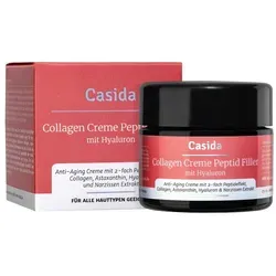 Collagen Creme Peptid Filler + Hyaluron - Hochwertige Antifaltencreme mit 4-fach Anti-Aging-Komplex, strafft Konturen und sorgt für ein pralleres Hautbild
