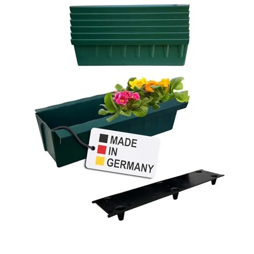 BURI 6 Euro-Paletten Blumenkästen-Einsätze inkl. Bewässerungsmatte | mit Hängesystem zum Einhängen | 37,3cm Dunkelgrün | Pflanzkasten für Europalette Palette | Balkonkasten | Blumentopf | sehr stabil