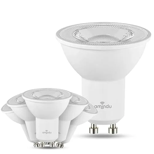 Amindu LED Lampe dimmbar 4W ersetzt 50W GU10 warmweiß 2700K – LED 6er Pack – langlebig, energiesparend und angenehm leise – effizienter Strahler GU10
