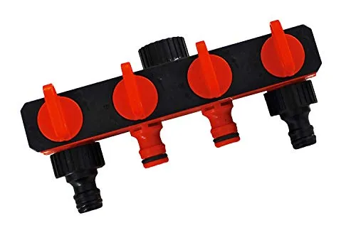Gartenschlauch Verteiler 4 Wege regelbar Wasserverteiler Schlauchverteiler