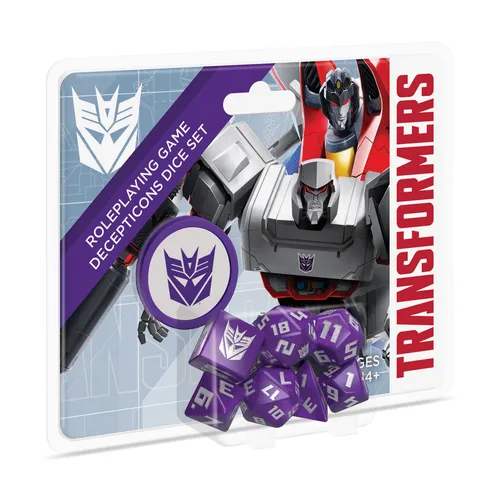 Transformatoren RPG Dice Set Decepticon - Actionfiguren - 8-teiliges Würfelset mit einzigartigen Decepticon-Symbolen, ideal für das Transformers-Rollenspiel und perfekt, um Cybertron zu erobern!