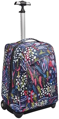 Invicta Trolley, 2 in 1, Schulranzen mit Rollen, Rucksack mit Trolleyfunktion für Schule, Reisen, Mädchen&Jungen, Mehrfarbig, Abstract Jungle