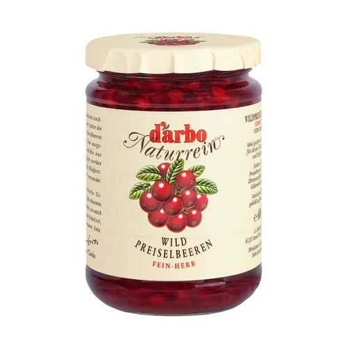 Darbo Wildpreiselbeeren Kompott Naturrein fein herber Geschmack 400g