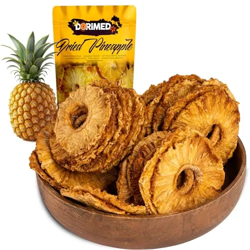 Ananas getrocknet ungezuckert | 1 Kg Ananasringe aus 100% natürlicher Herkunft | naturbelassen und knackig ohne Zuckerzusatz | Getrocknete Scheiben | ohne Gentechnik hergestellt |Vegan und vegetarisch