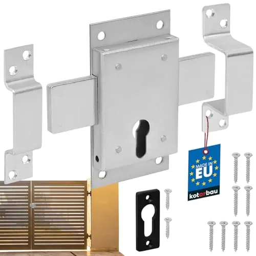 KOTARBAU® Kastenriegelschloss 160mm für Profilzylinder Kastenschloss Aufschraubschloss Zusatzschloss Türschloss Riegelschloss Garagenschloss Verzinkt