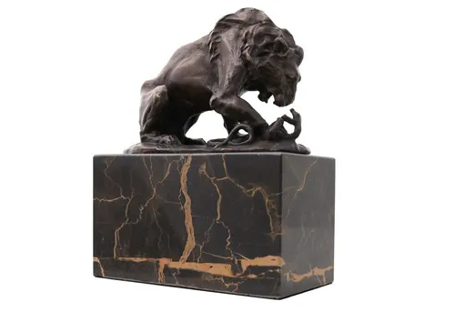 Aubaho Dekoobjekt Skulptur Löwe Schlange Antik-Stil - Figuren & Skulpturen, hochwertige Bronzeskulptur im antiken Stil, ideal für stilvolle Dekoration und Sammler
