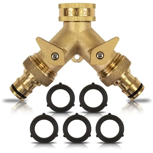 YourCasa® Y-Verteiler für den Einsatz in Haus & Garten - 2 Wege Y-Verteiler mit 2 separaten Absperrhähnen - G 3/4