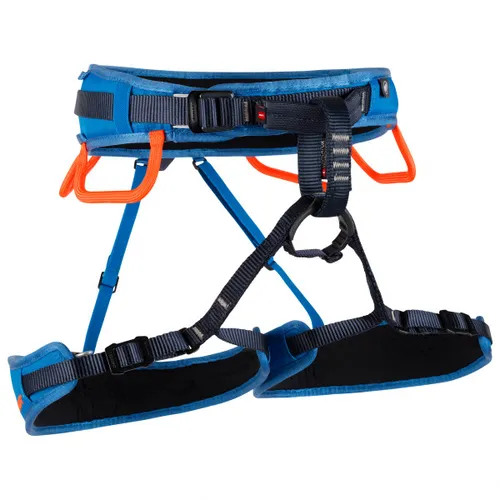 Mammut Ophir Fast Adjust Dark Gentian/Safety Orange (XS) - Klettergurt mit innovativem Speedfit-Verstellsystem für schnelle Anpassung der Beinschlaufen. Hoher Komfort und Atmungsaktivität für optimale Bewegungsfreiheit beim Klettern.