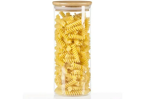 Dimono Vorratsglas DIMONO Vorratsglas mit Bambusdeckel – Borosilikatglas Aufbewahrung, Borosilikatglas, (Glasbehälter), Aufbewahrungsglas