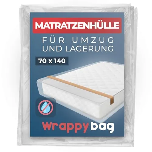 WRAPPYBAG Matratzenhülle Wasserdicht – Schutzhülle für Umzug und Lagerung - Matratzenschutzbezüge, robuste und wasserfeste Hülle für sicheren Transport und langfristige Lagerung. Schützt vor Staub, Feuchtigkeit und Schmutz.