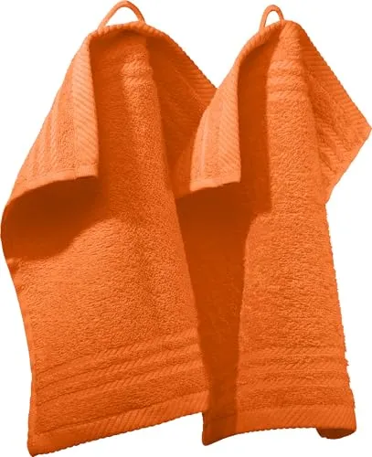 REDBEST Seiftuch New York 2er- Pack Mandarine Größe 30x30 cm - leichte, weiche Qualität, saugstark, sehr strapazierfähig, 100% Baumwolle