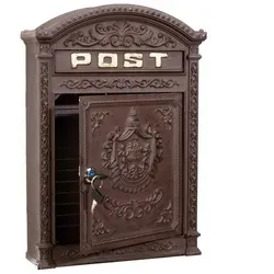 Aubaho Dekoobjekt Briefkasten Wandbriefkasten Alu Nostalgie Postkasten braun antik Stil braun