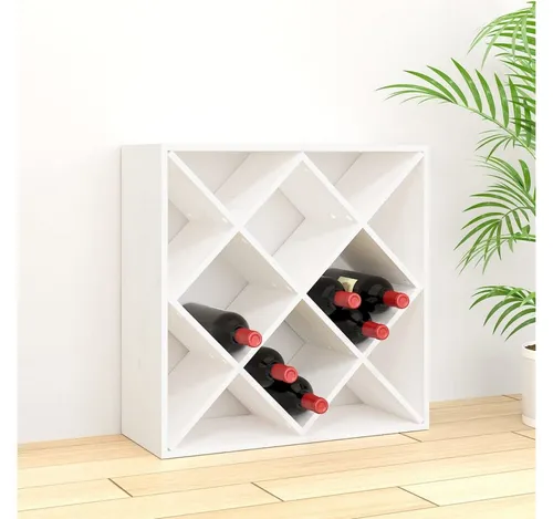 furnicato Weinregal aus massivem Kiefernholz in Weiß – 62 x 25 x 62 cm - Elegantes Weinregal aus massivem Kiefernholz mit 12 Öffnungen für Ihre Weinsammlung. Zeitloses Design in Weiß, ideal für jeden Raum. Stabile Konstruktion sorgt für sichere Lagerung und ansprechende Präsentation.
