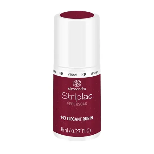 alessandro Striplac UV-Nagellack Elegant Rubin – Schonend und langanhaltend – Einfache Entfernung dank Peel-Off-Technologie – Vegan und tierversuchsfrei – 8 ml