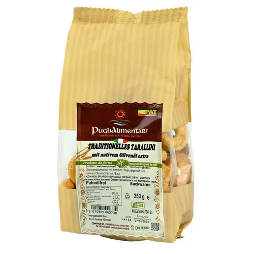 Tarallini Tradizionali Olivenöl Taralli 250 g Puglialimentari 13,16 EUR/kg