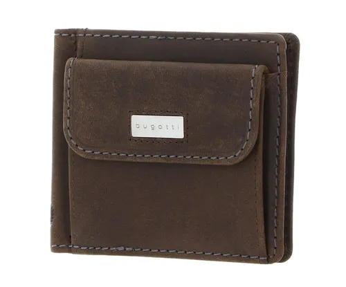 bugatti Geldscheinklammer Hunter RFID - Elegante Geldklammer mit RFID Blocker, 8 Fächer für Karten und 1 Münzfach, aus hochwertigem Leder in Braun, ideal für stilbewusste Käufer.