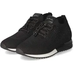 La Strada Sporthalbschuhe modisch in Schwarz, Gr. 36 - Sneaker für Damen in elegantem Schwarz mit glamourösen Strasssteinen, komfortable Anziehlasche und herausnehmbares Fußbett für optimalen Tragekomfort und einen urbanen Look.