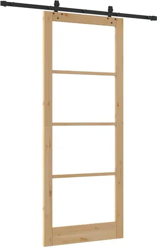 vidaXL Schiebetür Set 'ORKDAL' aus Massivholz & Glas - Moderne Schiebetür aus Naturholz und eleganter Glasplatte, ideal für Wohnzimmer oder Schlafzimmer. Der sanfte Schiebemechanismus sorgt für müheloses Öffnen und verleiht deinem Zuhause einen stilvollen Akzent.