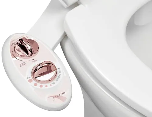 LUXE Bidet NEO 120 - Selbstreinigende Düse, Süßwasser Nicht Elektrischer Bidet Aufsatz für Toilettensitz, Einstellbarer Wasserdruck, Heckwäsche (Roségold)