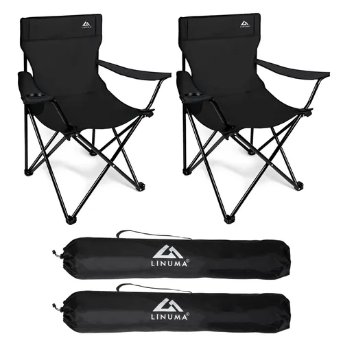 LINUMA Campingstuhl faltbar mit XL-Getränkehalter - Klappstuhl für Outdoor-Aktivitäten, extra großer Getränkehalter für optimalen Komfort und TÜV-zertifizierte Sicherheit – ideal für Camping, Festivals und Garten.