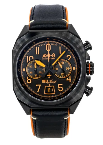 AVI-8 Bell X-1 Quarz-Chronograph Schwarz Zifferblatt AV-4118-04 50M Herrenuhr