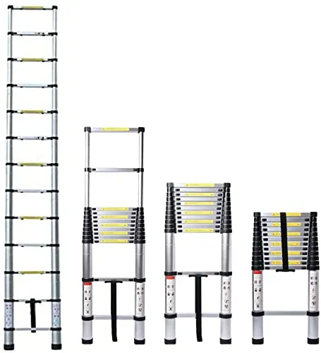 Klappbare Teleskopleiter 3,2M Aluminium Teleskopleiter Ausziehbare tragbare Loftleiter Klappbare Leiter, Verlängerungsleiter im Dachgeschoss verwendet, EN131