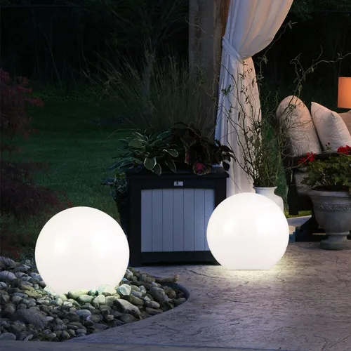 Solarlampe Außenlampe Kugelleuchte LED Gartendeko Balkonleuchte Erdspieß 2er Set