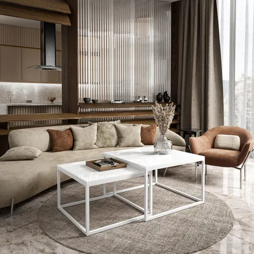 Couchtisch Yoshi 2in1 Kaffeetisch Hochglanz in weiß von Lookway