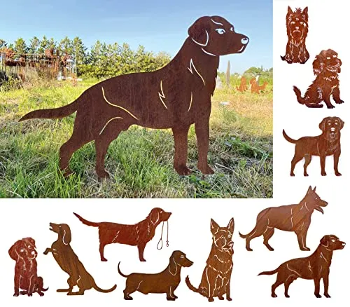 Gartenfigur Hund Labrador 85x61cm - Wetterfester Gartenstecker aus Edelrost - Gartenstatuen - Diese dekorative Hundfigur aus Edelrost ist wetterfest, einzigartig und verleiht Ihrem Außenbereich einen individuellen Charme.