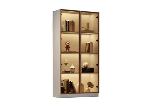 Merax Vitrine mit Glastüren (1-St) Badezimmerschrank mit LED,Mehrzweckschrank,Bücherschrank,Höhe 160cm