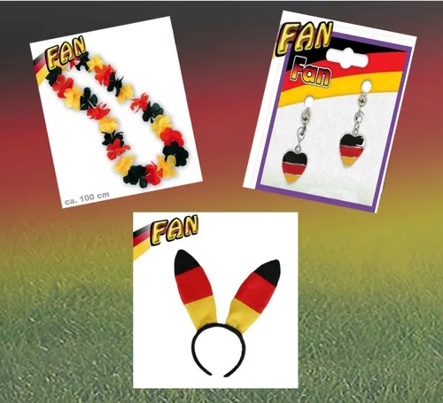 Deutschand Fan Set- 3 Teile Fußball EM WM Germany Fanmeile Fanartikel 129917213F