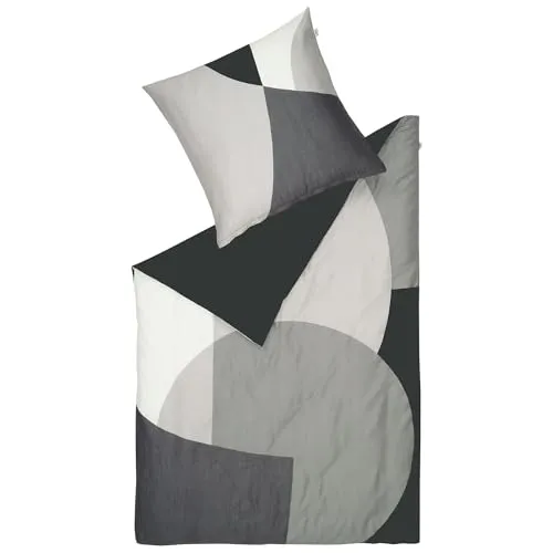 Schöner Wohnen Wendebettwäsche SW-Bold, 135x200 cm - Moderne Wendebettwäsche in Anthrazit, Grau, Schwarz und Hellgrau, aus hochwertigem Satin, pflegeleicht und schadstoffgeprüft für einen angenehmen Schlaf.