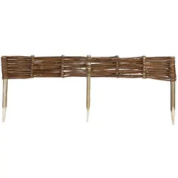 Produktbild sunnypillow Beetbegrenzung Beeteinfassung aus Weide Weidenzaun Rasenkante Palisade beige 100 cm x 10 cm