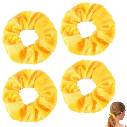 Stück Haargummi,Haargummis Gelb,Scrunchies Haargummi Samt Groß,Weiche Elastische Haarbänder Pferdeschwanz,Haargummis Dickes Haar Damen,Haarschmuck,Stirnband für Damen und Mädchen Afro Lockiges 4