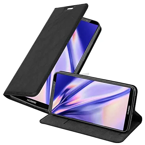 Cadorabo Hülle kompatibel mit Huawei Mate 10 PRO aus Premium Kunst Leder Flip Klappbare Stoßfeste Magnetische [Standfunktion] [Kartenfächern] Cover Hülle für Huawei Mate 10 PRO Tasche in Schwarz
