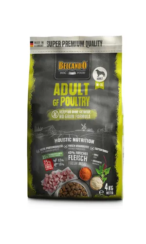 Belcando Adult GF Poultry 4Kg - Getreidefreies Hundefutter - Hundefutter für adulte Hunde, getreidefrei mit Geflügel als Hauptzutat, ideal für gesunde Ernährung und optimale Verträglichkeit.