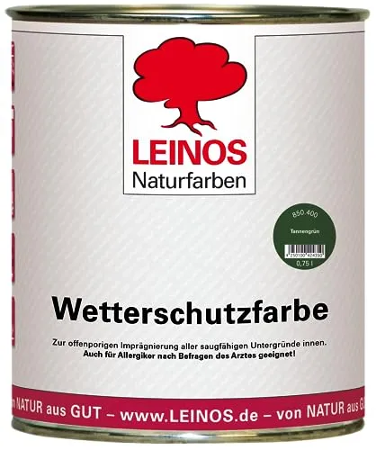 LEINOS Wetterschutzfarbe 750 ml | Tannengrün Holzlasur für Holzfassaden Fenster Gartenhäuser | wetterbeständige Deckfarbe, effektive Versiegelung, langanhaltender Schutz auf Ölbasis im Außenbereich