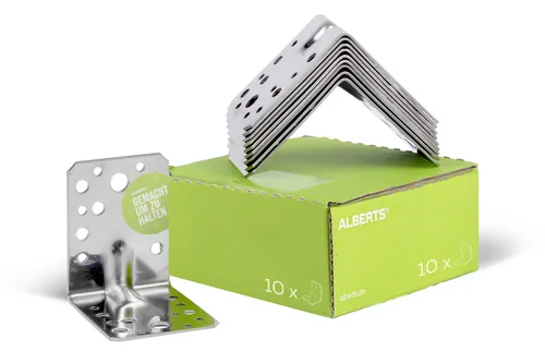 Alberts Schwerlast-Winkelverbinder mit Sicke | Edelstahl | 25er Set - Möbel-Zubehör: Hochwertiger Schwerlastwinkelverbinder aus Edelstahl mit Sicke, ideal für stabile Konstruktionen und langlebige Verbindungen.