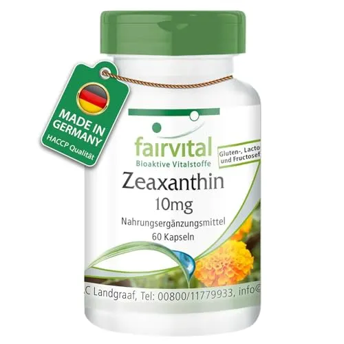 Fairvital | Zeaxanthin Kapseln 10mg - 60 Kapseln - HOCHDOSIERT - VEGAN