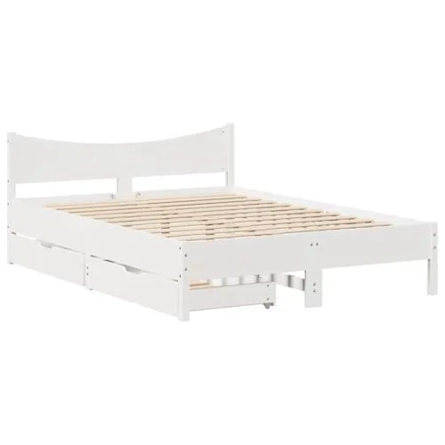 vidaXL Massivholzbett mit Schubladen 120x200cm - Doppelbett aus stabilem Kiefernholz mit Lattenrost und praktischen Schubladen für optimale Raumausnutzung und zusätzlichen Stauraum im Schlafzimmer.