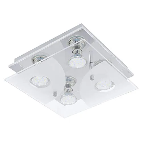 Eglo LED Deckenleuchte 4-flammig in Chrom - Moderne Deckenlampe mit 4 warmweißen LED-Lichtern, ideal für jedes Zimmer. Energieeffizient und stilvoll, bringt Licht in Ihre Räume.