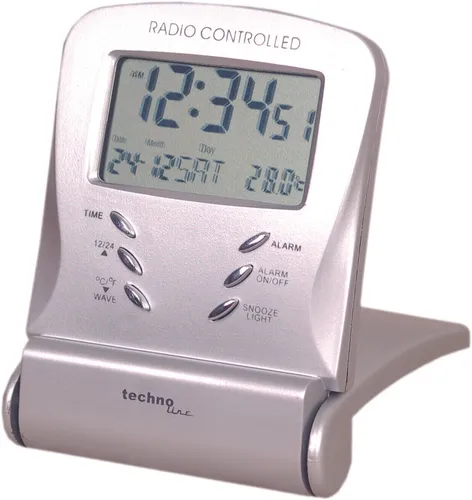 Technoline WT 171 Reisewecker mit Funkuhr - Digitaler Funkwecker mit Innentemperaturanzeige, Geräuschlos und ideal für Reisen, 12/24-Stunden-Format und Schlummer-Funktion.