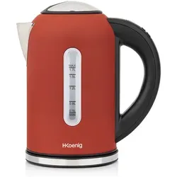 H.Koenig BOE54 Elektrischer Wasserkocher, programmierbar, Edelstahl, Rot - Wasserkocher mit 1,7 l Fassungsvermögen und einstellbarem Thermostat von 40 – 100 °C für perfekte Heißgetränke. Inklusive Warmhaltefunktion und modernem Edelstahl-Design.