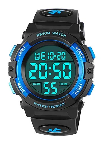 Kinderuhren für Jungen, Outdoor Wasserdicht Digital Uhren Sportuhr mit Wecker/Stoppuhr, Kinder Digitaluhren Armbanduhren für Jugendliche Jungen Geburtstag Blau von RSVOM - Amazon Vine