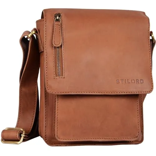 STILORD Herren-Umhängetasche 'Finn' - Vintage Schultertasche aus echtem Büffel-Leder - Messenger-Bag aus hochwertigem Büffelleder mit praktischem Stauraum für Tablets bis 8,4 Zoll und Smartphones bis 5,1 Zoll. Stilvoll und langlebig, ideal für den modernen Mann.