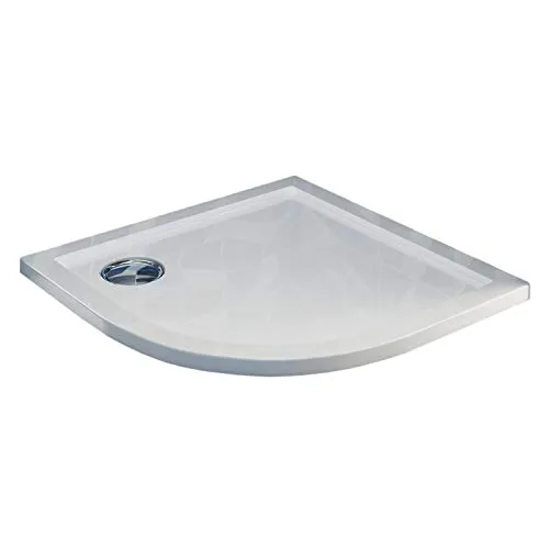 Idralite Duschwanne 90x90x4 mit Erhöhte Kante Halbkreis Glänzed Weiß mod. Flower