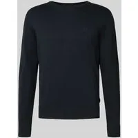 bugatti Strickpullover mit gerippten Abschlüssen in Marine, Größe XXL