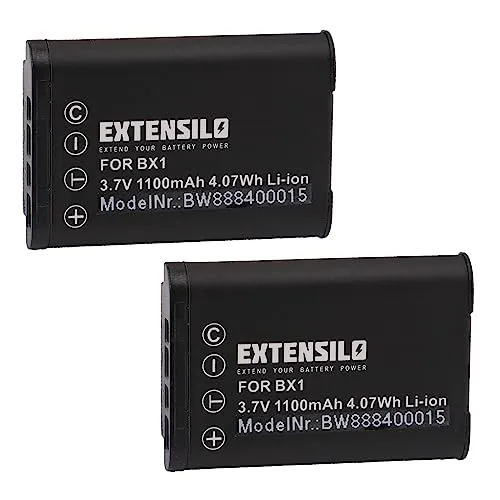 EXTENSILO 2X Akku kompatibel mit Sony Cybershot DSC-HX400V, DSC-HX50, DSC-HX50V, DSC-HX60, DSC-HX60V Kamera (1100 mAh, 3,7 V, Li-Ion)
