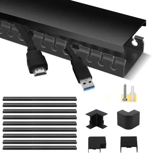 Stageek Kabelkanal Kabelmanagement selbstklebend 39x4x2cm PVC 3.5 M Länge, Schreibtisch Cable Management Wand und Decken Montage allzweck für Aller Art von Kabel innen Haus Büro - 9x39cm, Schwarz